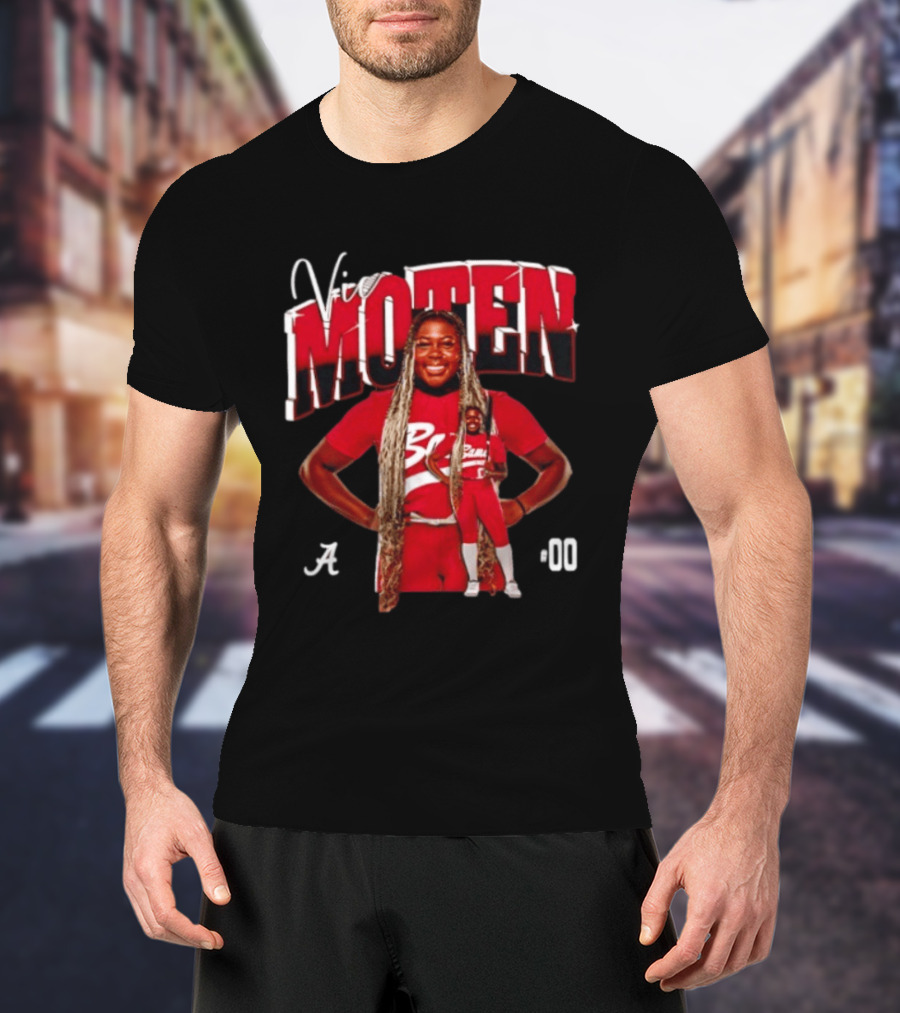 Vic Moten 00 Alabama Crimson Tide Softball Red Uniform Player Pose T-Shirt
