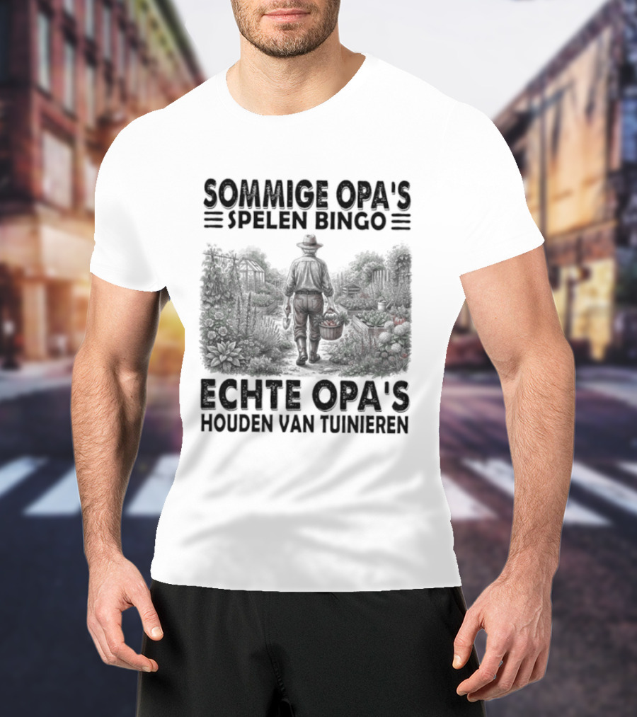 Sommige Opa's Spelen Bingo Echte Opa's Houden Van Tuinieren Tuinman Silhouet Achtergrond T-Shirt