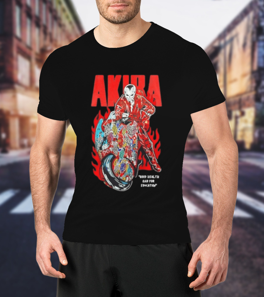 Akira Good For Health Bad For Education Iconic Motorcycle T-Shirt