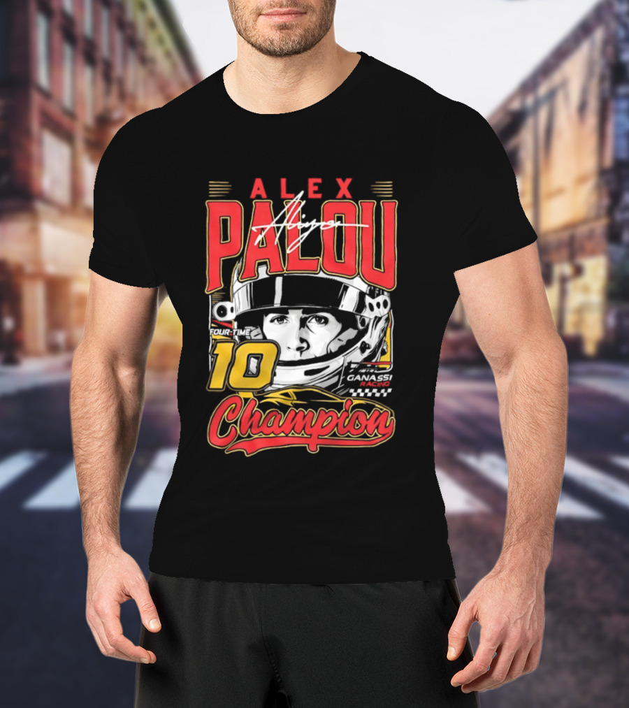Alex Palou Autograph 10 Champion Racing Helmets T-Shirt