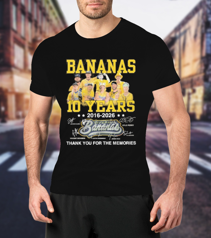 Bananas Baseball 10 Years 2016 2026 Thank You For The Memories T-Shirt