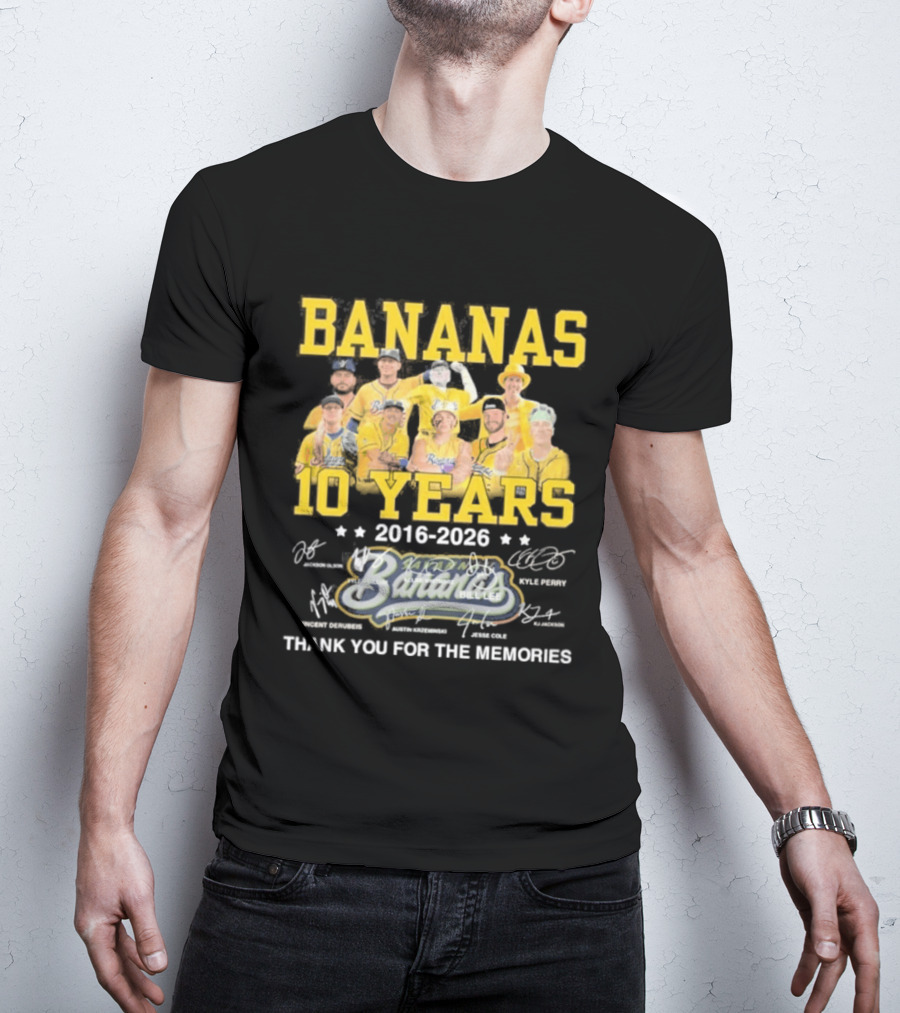 Bananas Baseball 10 Years 2016 2026 Thank You For The Memories T-Shirt