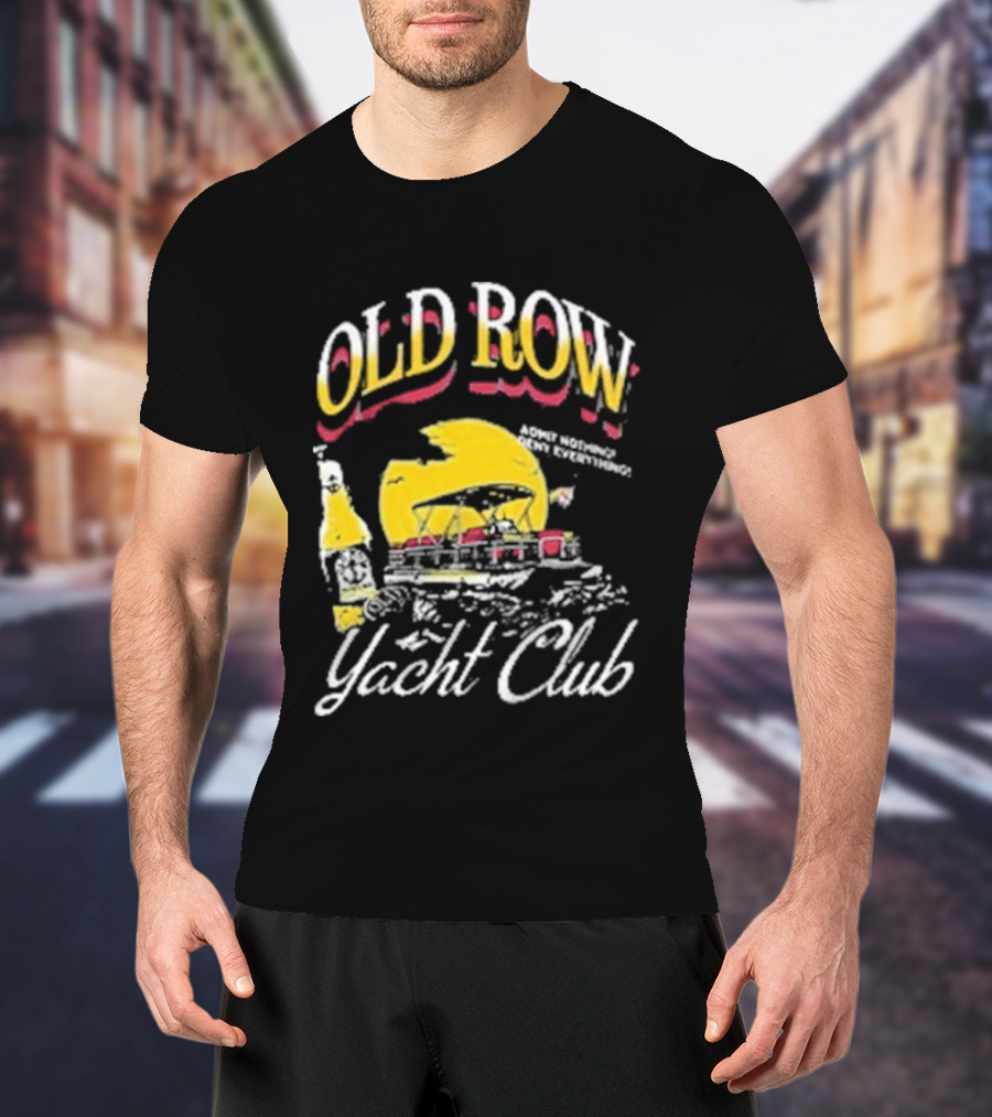 Old Row Yacht Club Retro Nautical Theme With Sailboat And Sunset T-Shirt