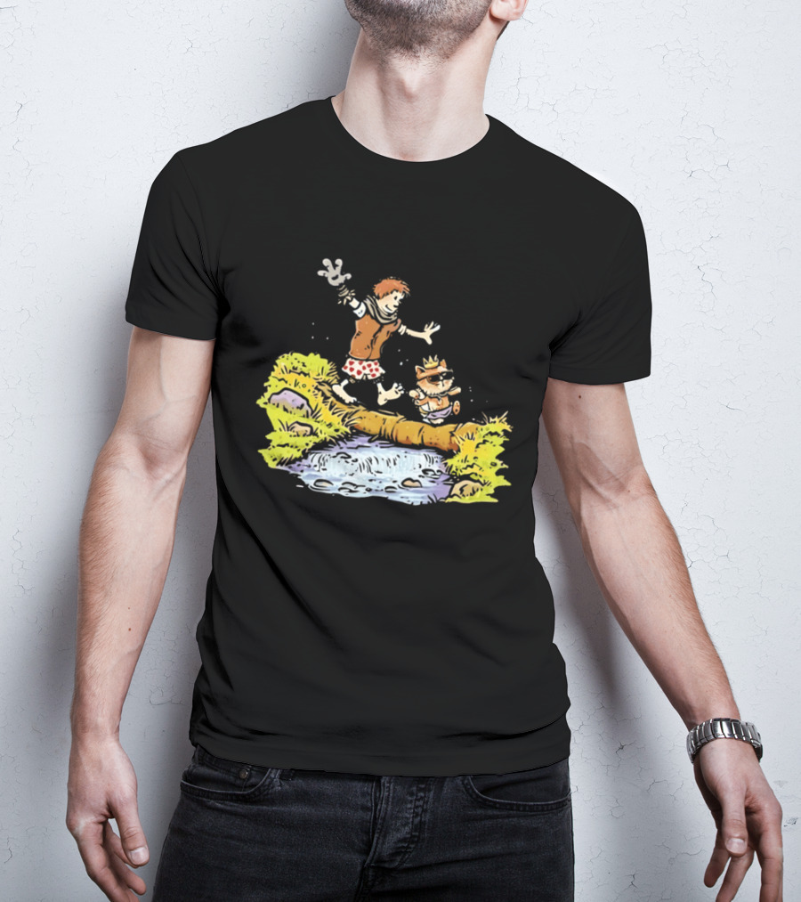 Princess Donut Calvin And Hobbes Comic Adventure Carl Crossing Log T-Shirt