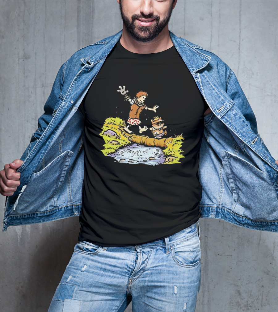Princess Donut Calvin And Hobbes Comic Adventure Carl Crossing Log T-Shirt