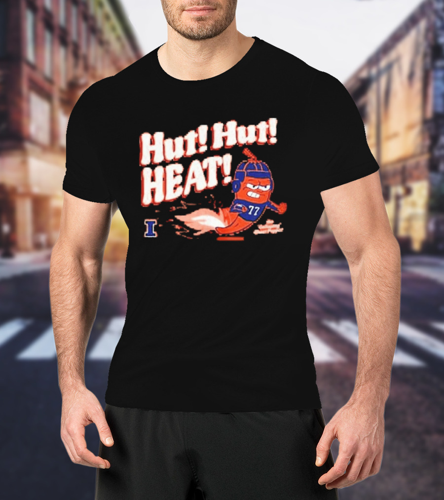 Illinois Galloping Ghost Pepper Hut Hut Heat Football 77 T-Shirt