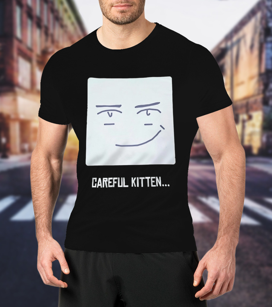 Roblox Man Face Careful Kitten Meme T-Shirt