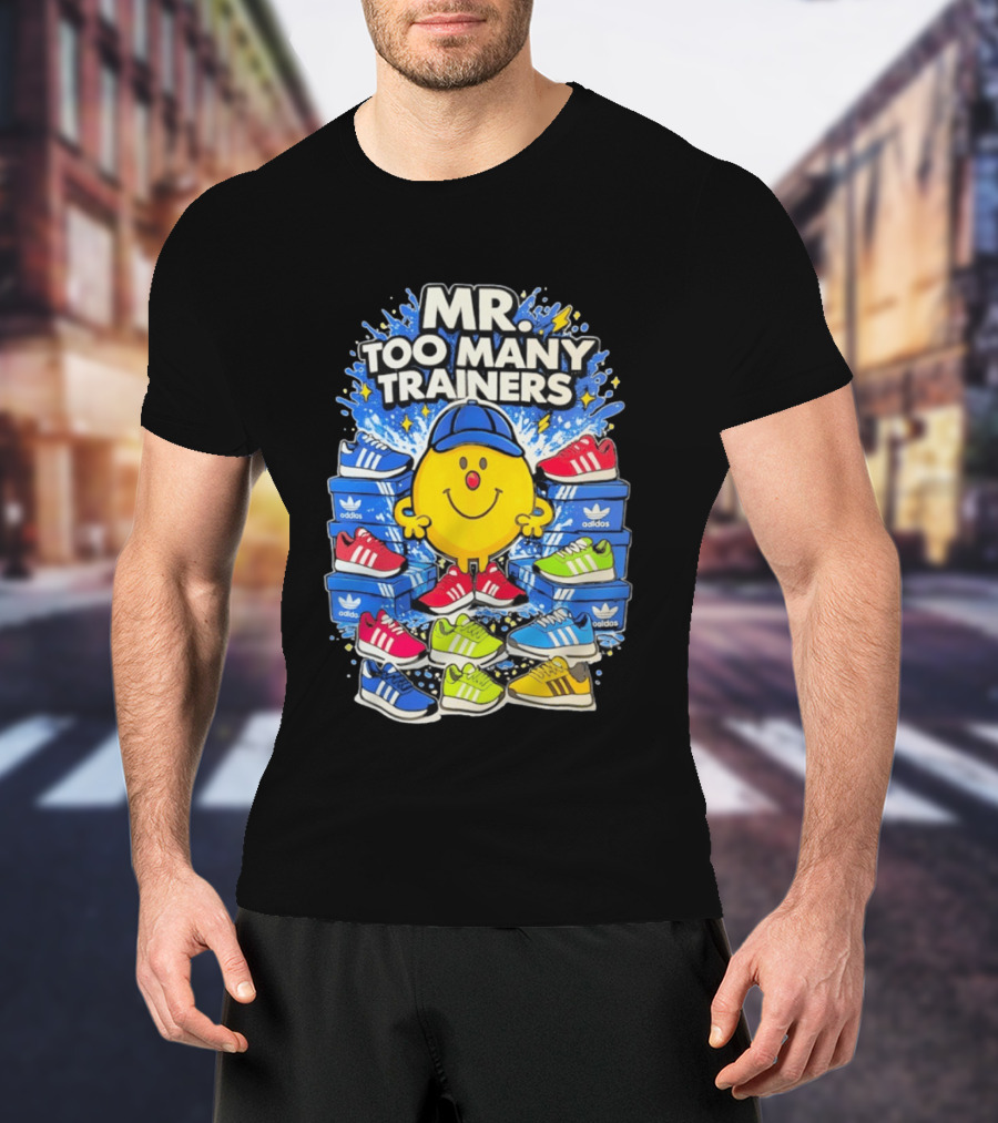 Mr Too Many Trainers Adidas Shoe Boxes Fun Sports T-Shirt