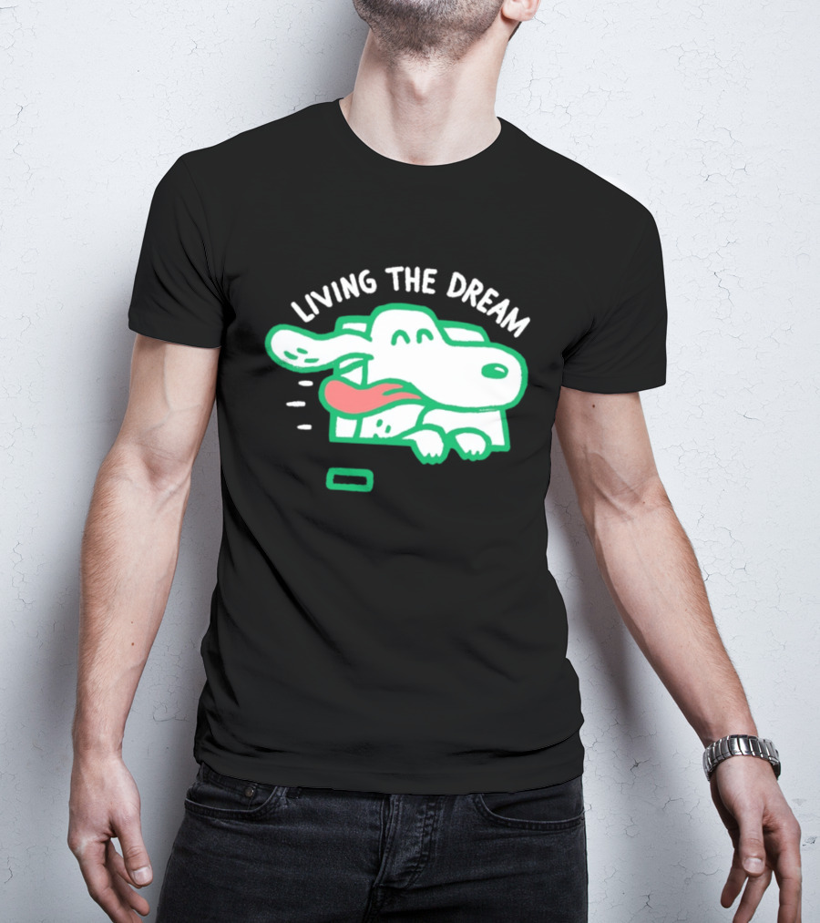 Living The Dream Dog Joyfully Enjoying Car Ride With Head Out The Window T-Shirt