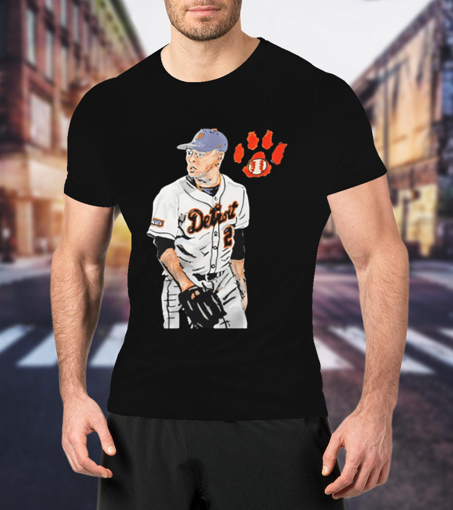 Detroit Tigers Tarik Skubal Baseball Cartoon Character With Paw Print And Baseball T-Shirt