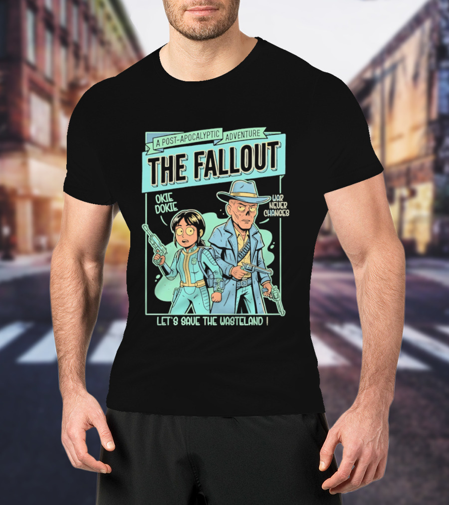 Lucy And Ghoul Post Apocalyptic Adventure Okie Dokie Let's Save The Wasteland Duo Fallout T-Shirt