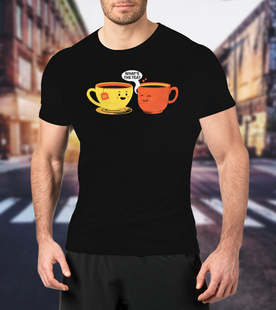 What's The Tea Gossiping Teacups Cute Conversation T-Shirt