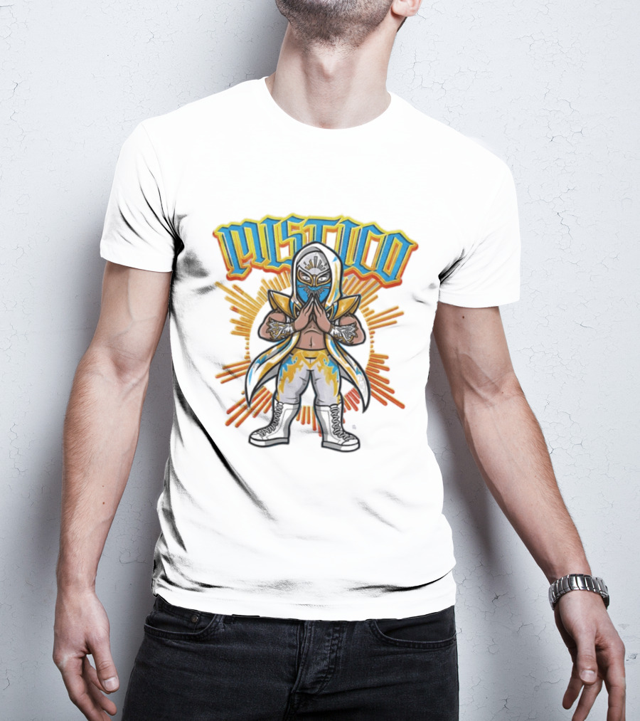 Mistico Cartoon Wrestler Sunburst AEW Lucha Libre T-Shirt