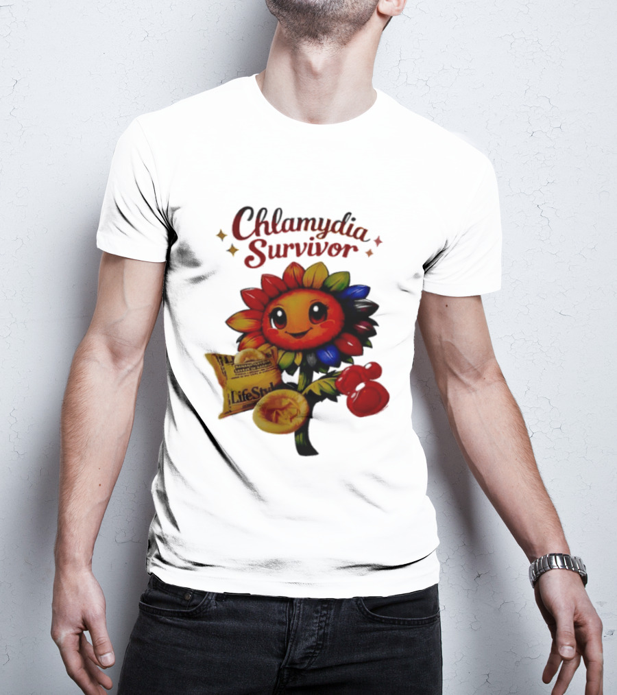 Chlamydia Survivor Rainbow Sunflower LifeStyles Condom Sexual Health Awareness STI STD T-Shirt