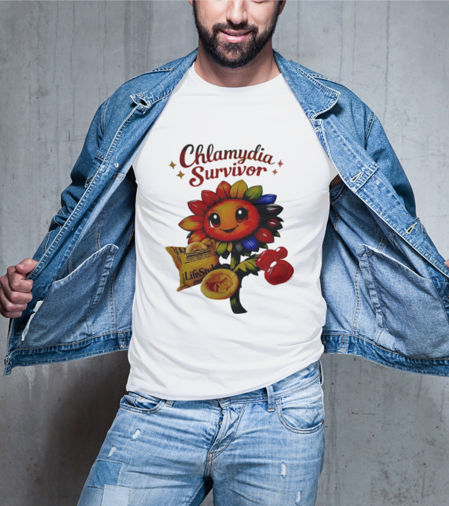 Chlamydia Survivor Rainbow Sunflower LifeStyles Condom Sexual Health Awareness STI STD T-Shirt