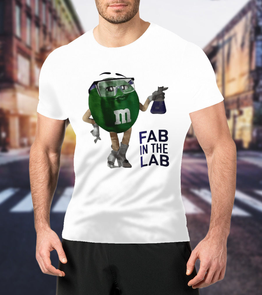 Green M&M Fab In The Lab Safety Goggles Flask T-Shirt