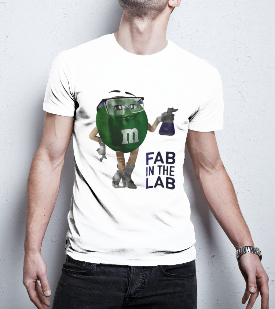 Green M&M Fab In The Lab Safety Goggles Flask T-Shirt
