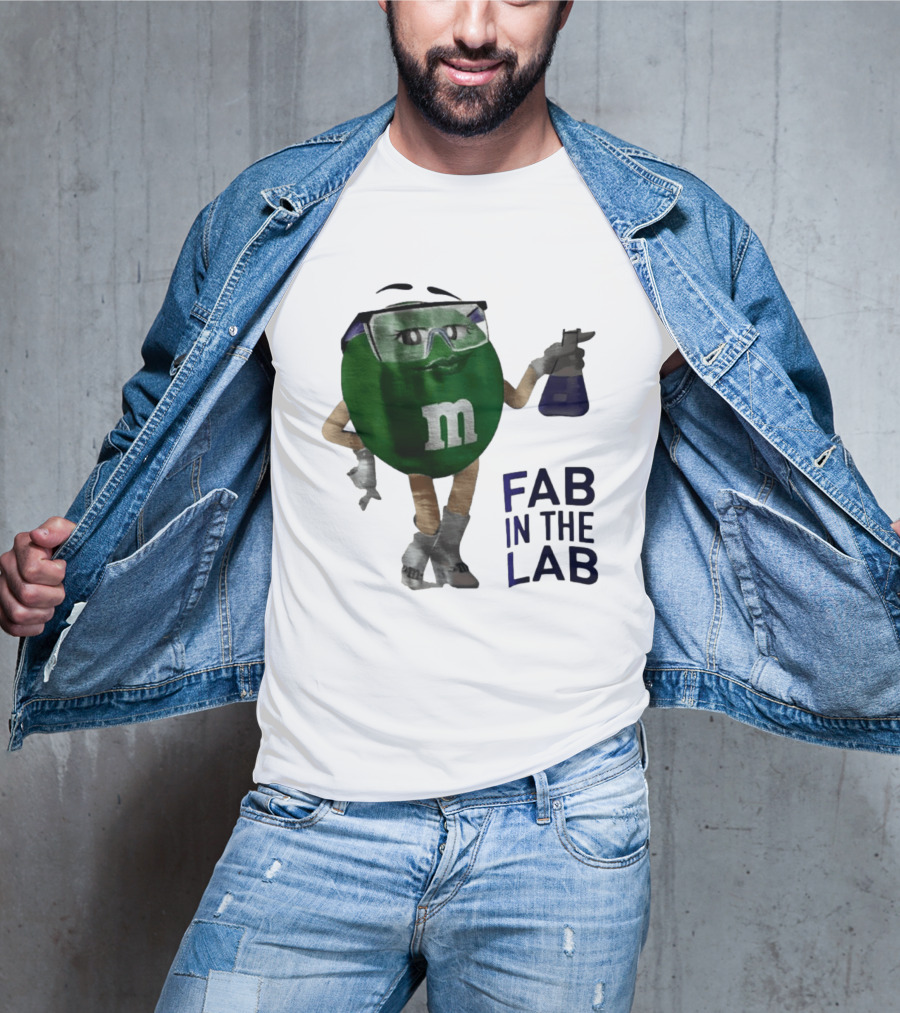 Green M&M Fab In The Lab Safety Goggles Flask T-Shirt