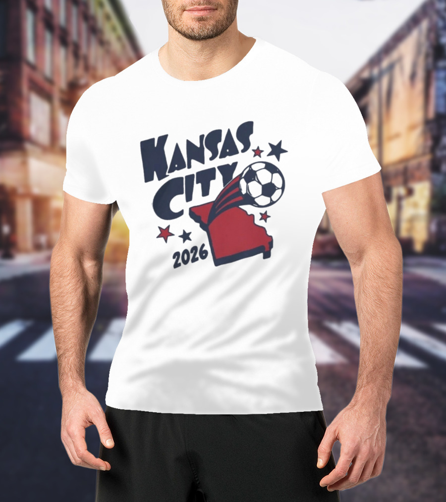 Kansas City 2026 Soccer Missouri State Map Stars Ball T-Shirt