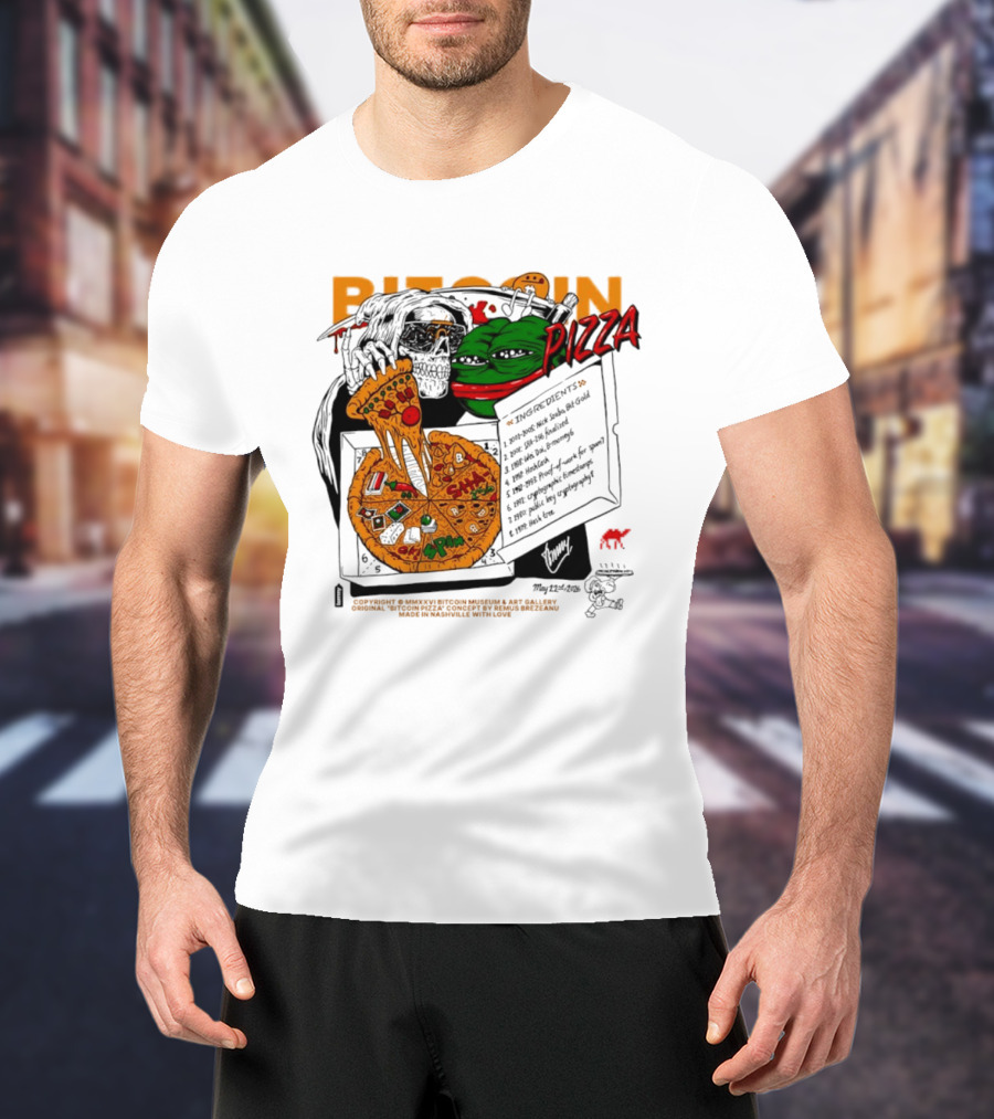 Kermit The Frog Pepe Pizza Ingredients Bitcoin Meme T-Shirt