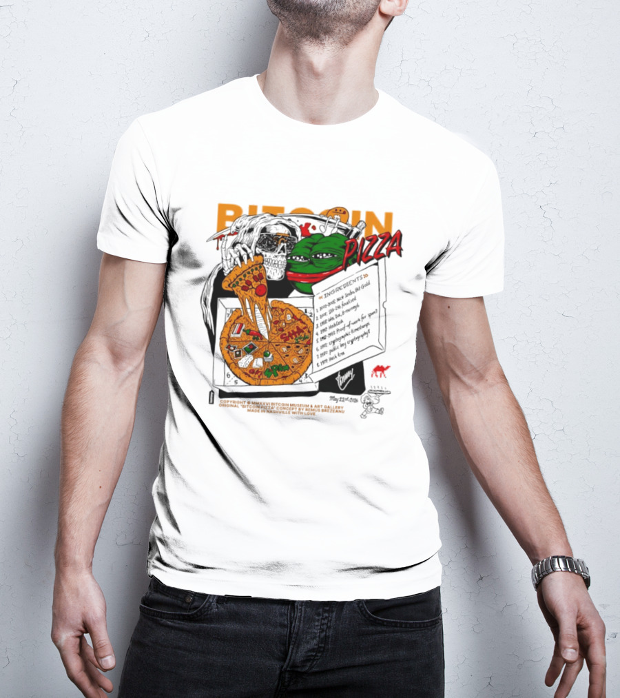 Kermit The Frog Pepe Pizza Ingredients Bitcoin Meme T-Shirt
