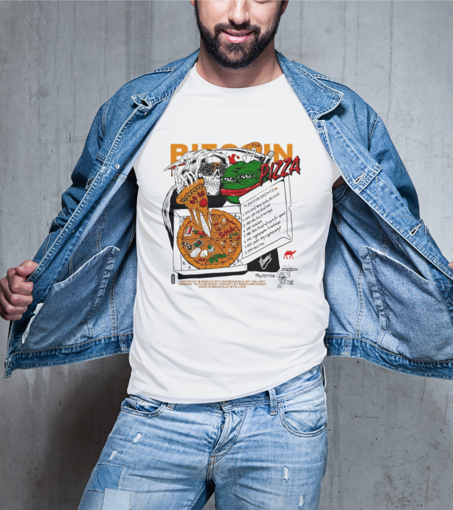 Kermit The Frog Pepe Pizza Ingredients Bitcoin Meme T-Shirt