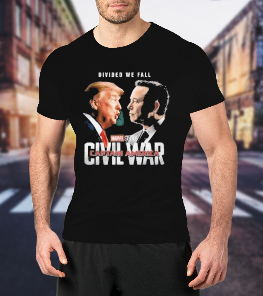 Marvel Studios Civil War Divided We Fall Captain America Trump Vs Elon T-Shirt