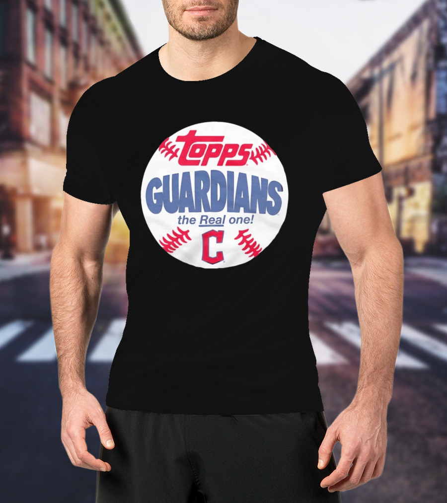 Cleveland Guardians Topps The Real One Baseball Shape T-Shirt