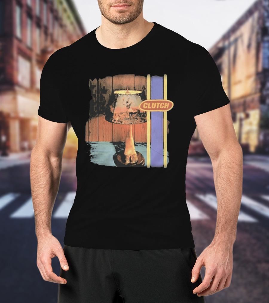 Clutch Transnational Speedway League Lamp Imagery With Deer And Wood Paneling T-Shirt