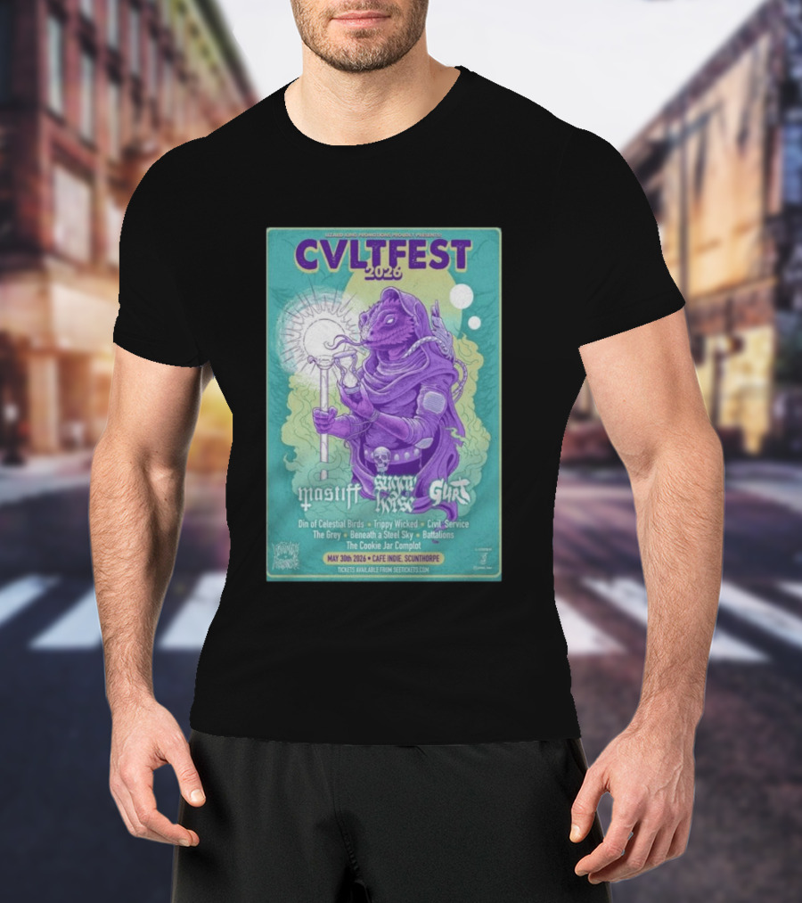 CVLTFEST 2026 Café INDIEpendent Scunthorpe May 30 Tour Featuring Mastiff Snow Gurt T-Shirt
