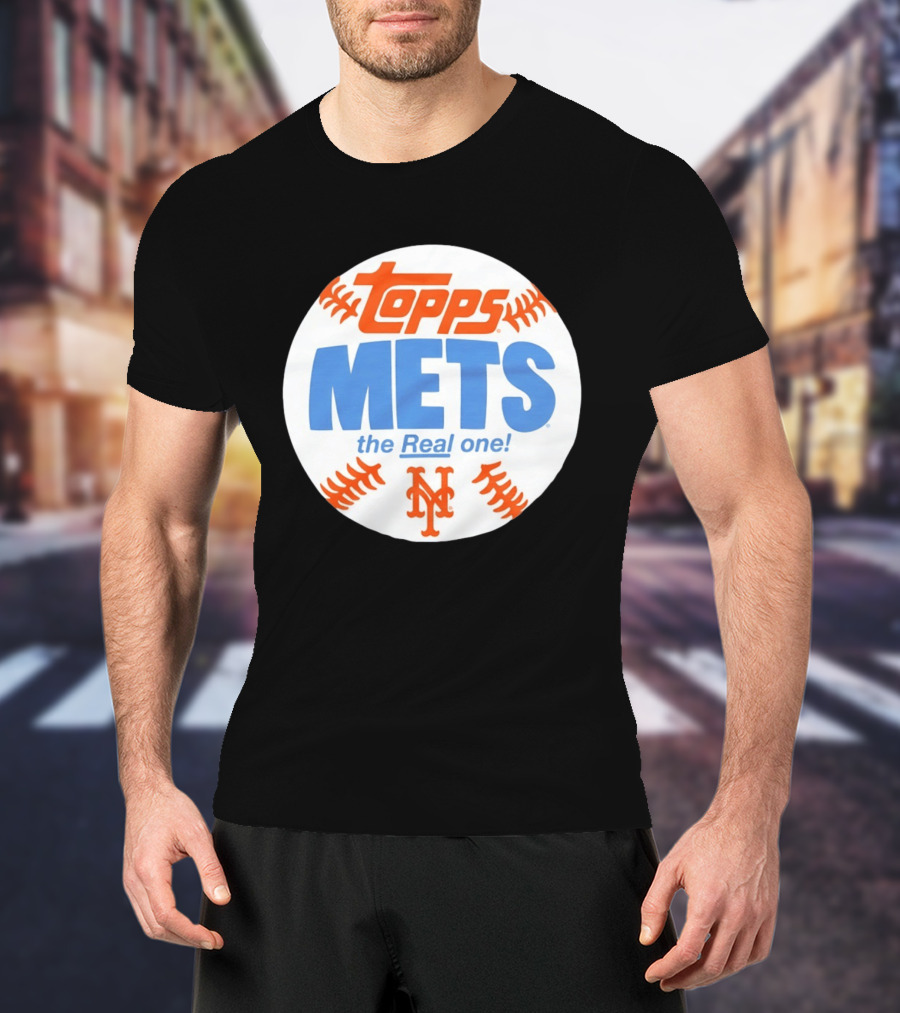 New York Mets Topps The Real One Baseball Shape T-Shirt