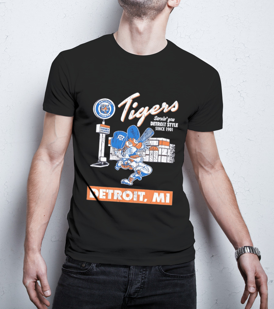 Detroit Tigers Coney Island Servin' You Detroits Since 1901 Detroit MI T-Shirt
