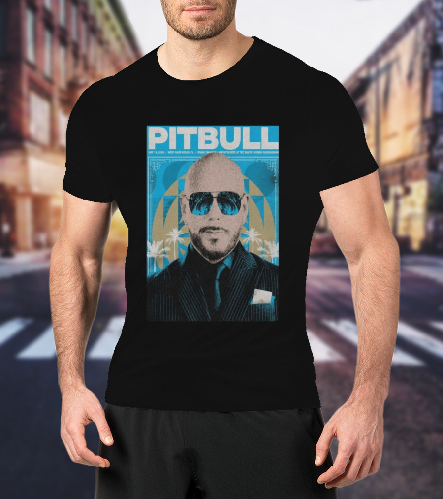 Pitbull West Palm Beach FL May 14 2026 ITHINK Financial Amphitheatre Tour South Florida Fairgrounds T-Shirt