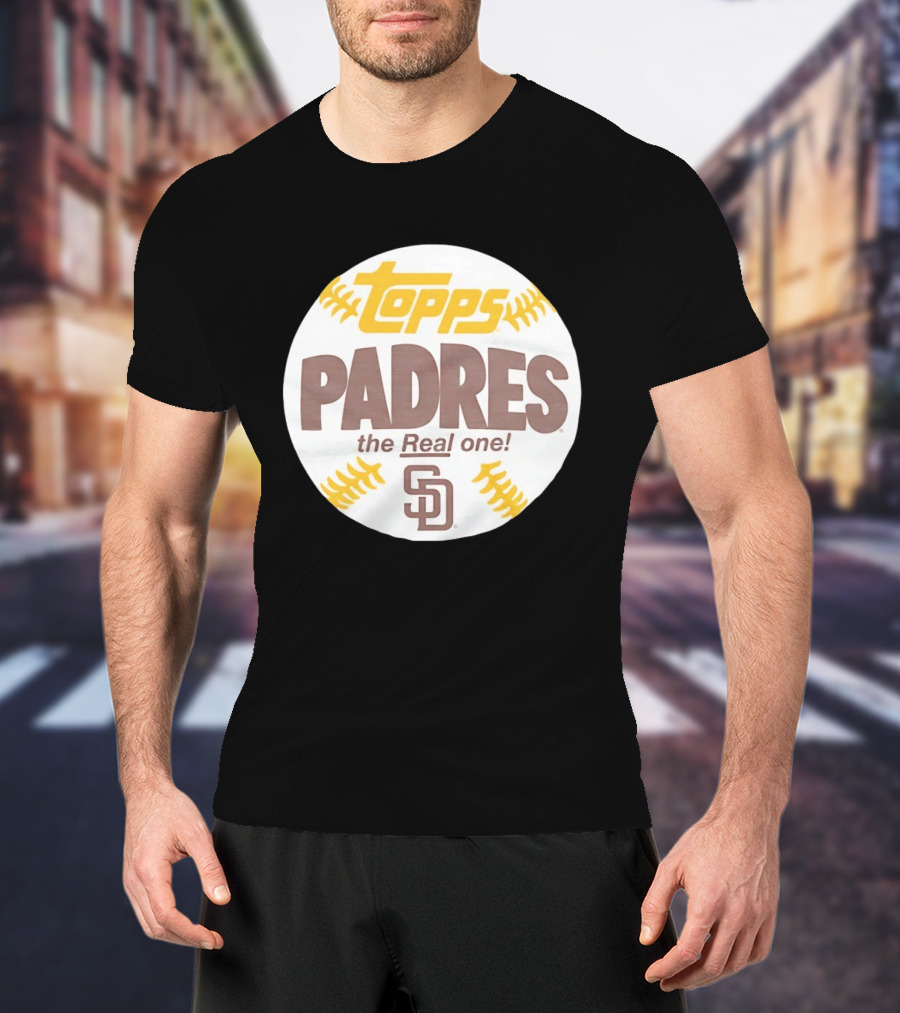 Topps Padres The Real One SD Logo Baseball Shape T-Shirt