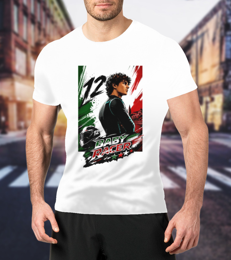 12 Baby Racer Italy Flag Motorcycle Racing Art With Italian T-Shirt