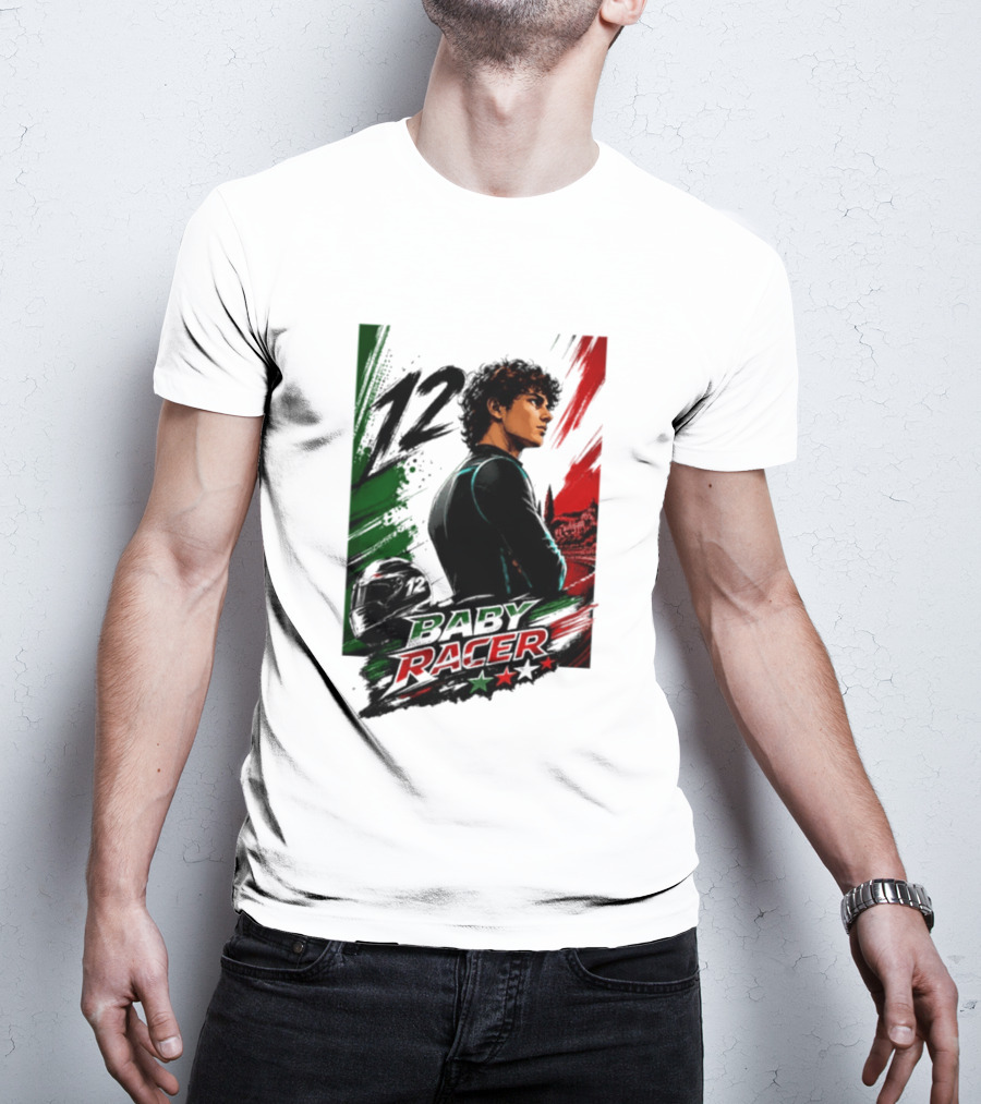 12 Baby Racer Italy Flag Motorcycle Racing Art With Italian T-Shirt