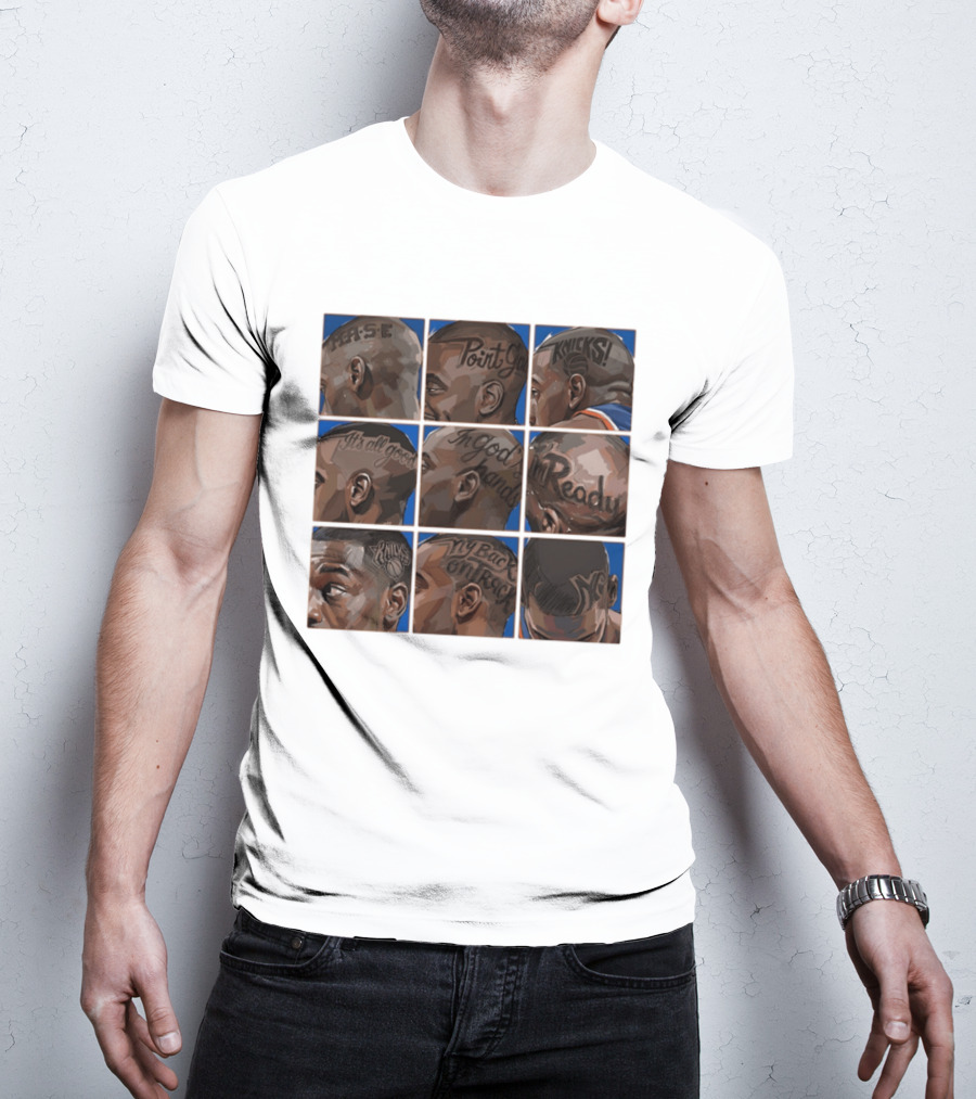 Baseline Cuts Knicks Players Hair Art 2026 Quotes And Logos T-Shirt