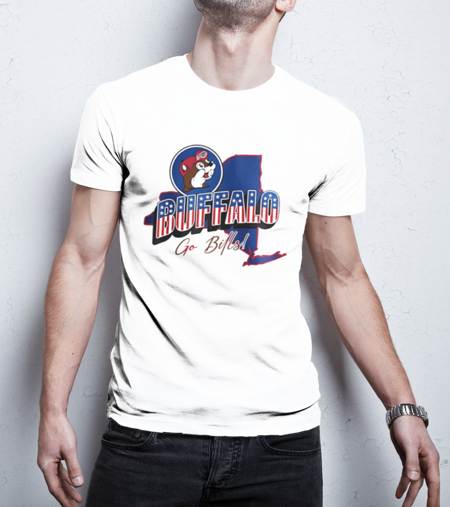 Buffalo Bills Buc Ee's Patriotic Go Bills Map T-Shirt