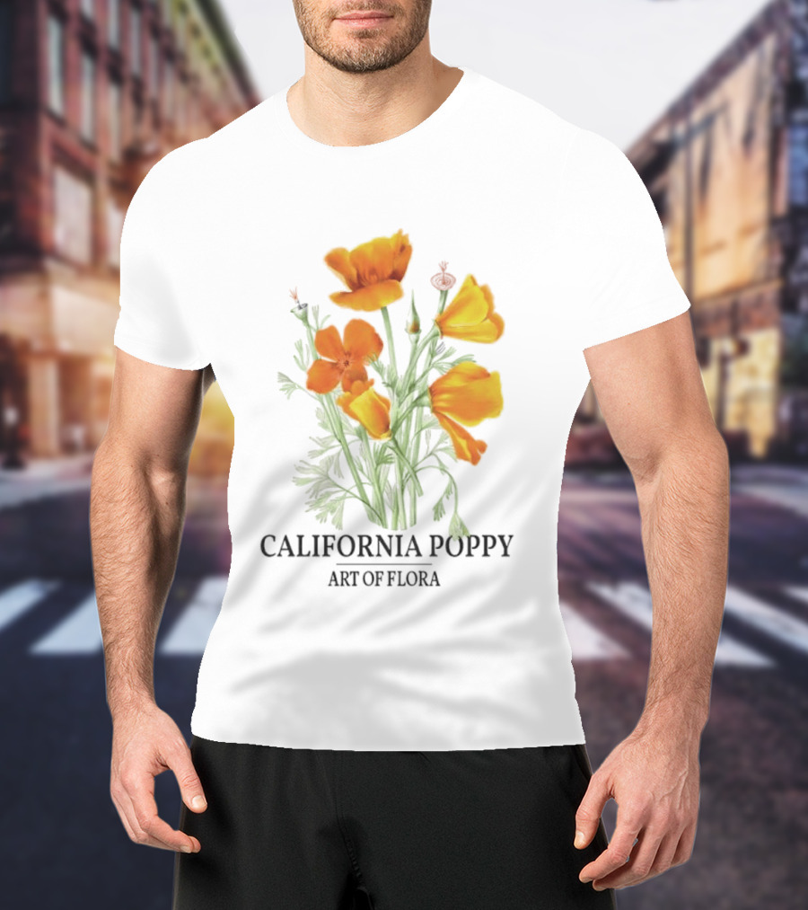 California Poppy Art Of Flora Botanical Nature T-Shirt