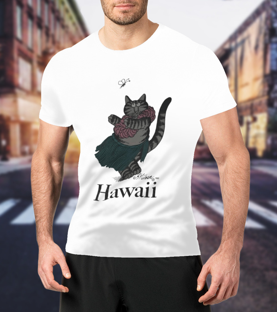 B Kliban Cat In Hula Skirt Hawaii T-Shirt