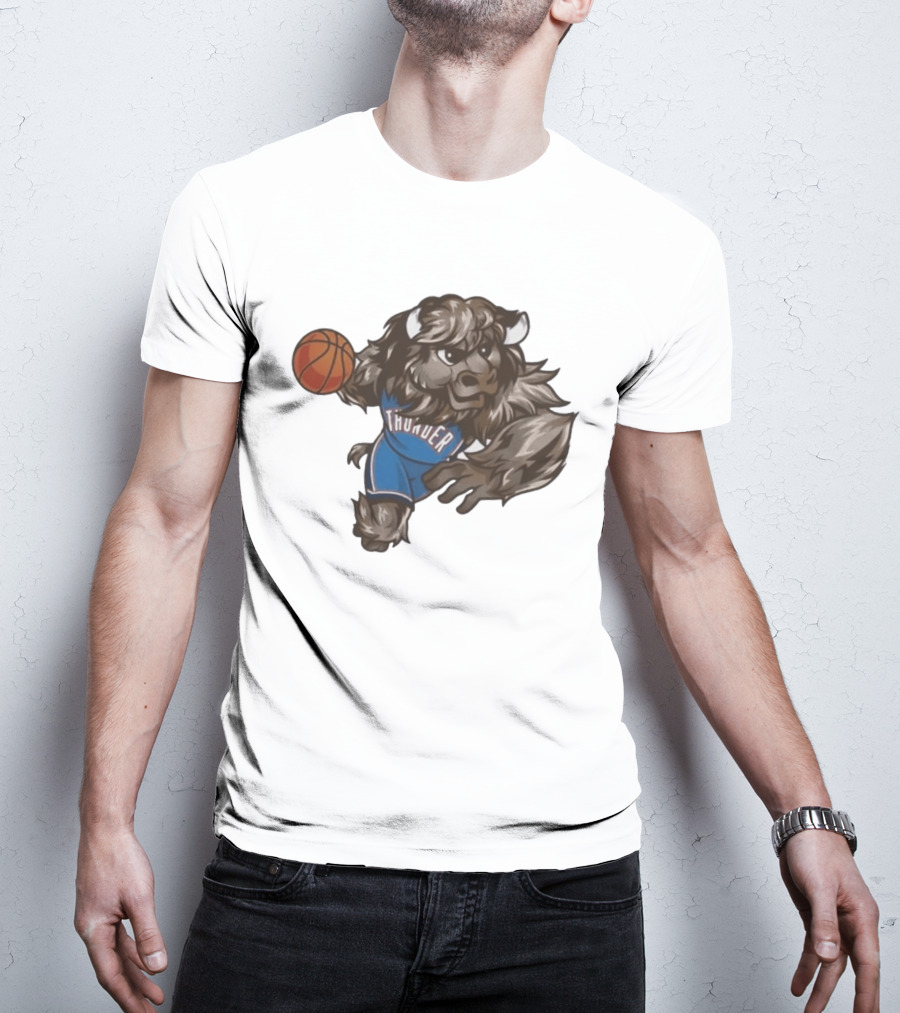 Oklahoma City Thunder Rumble The Bison Basketball Mascot Fun T-Shirt