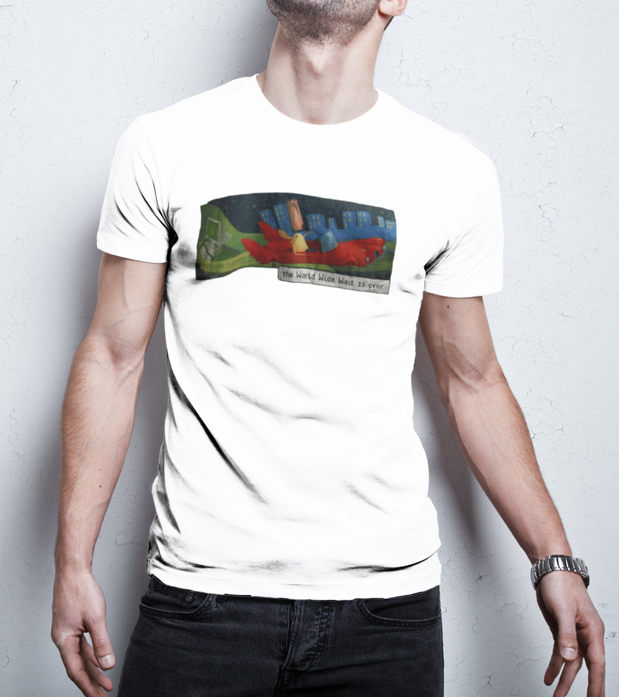 The World Wide Wait Is Over Red Car Cityscape Adventure T-Shirt