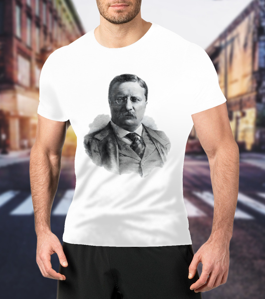 Theodore Roosevelt Engraving President USA Iconic Historical Figure T-Shirt