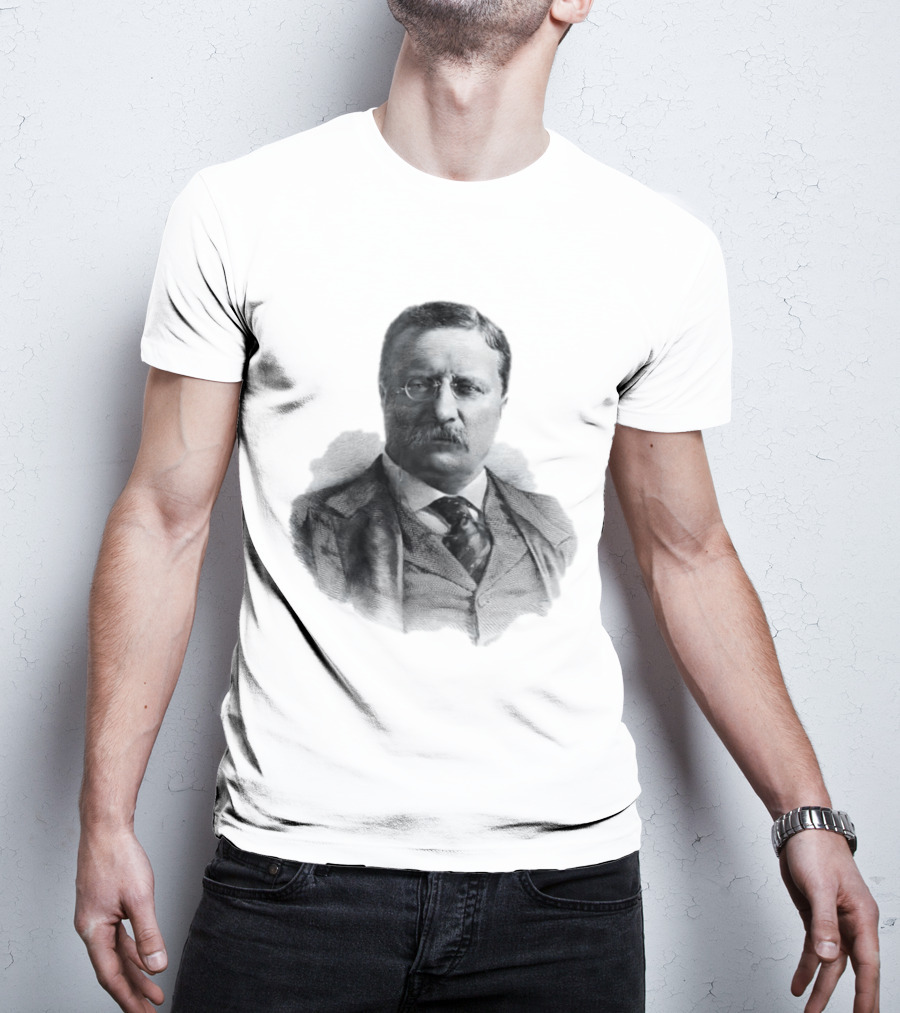 Theodore Roosevelt Engraving President USA Iconic Historical Figure T-Shirt