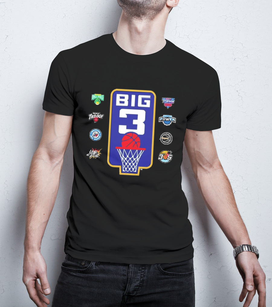 BIG3 Trilogy Killer 3s 3 Headed Monsters Ball Hogs Triplets 3s Company Power Aliens Ghost Ballers T-Shirt