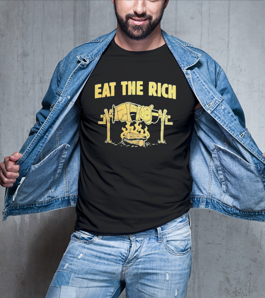 Eat The Rich Monopoly Man Over Campfire Satire T-Shirt