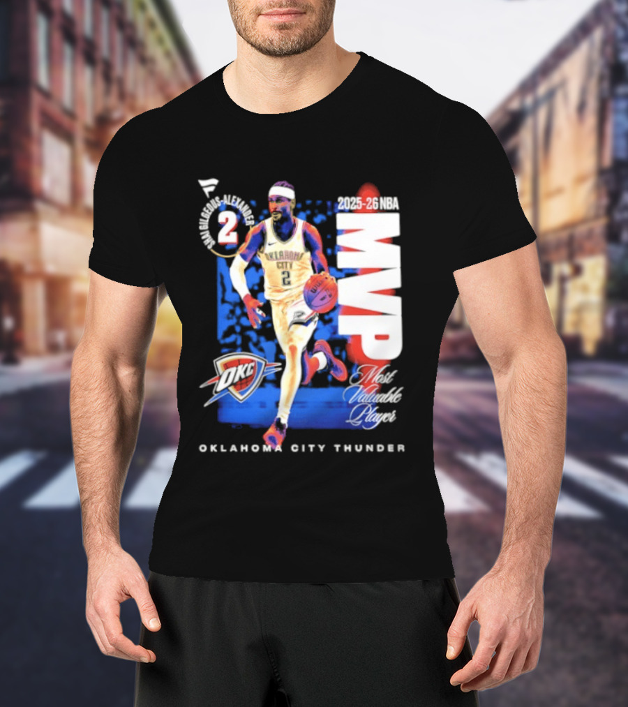 Oklahoma City Thunder Shai Gilgeous Alexander 2025 26 NBA MVP 2 Basketball Legend T-Shirt
