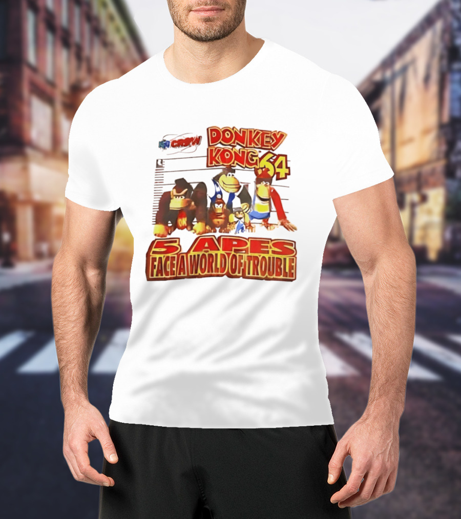 Donkey Kong 64 Five Apes Face A World Of Trouble T-Shirt