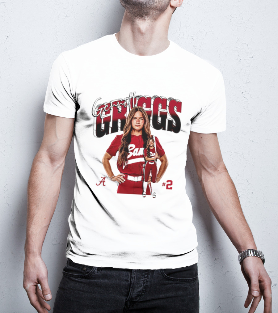 Gerritt Griggs Alabama Softball Player Red Uniform Number 2 T-Shirt