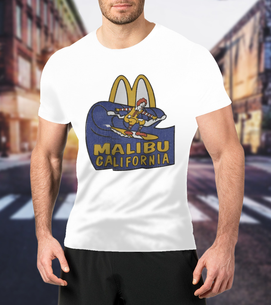 Malibu California Rare Ronald McDonald Surfing McDonald's Golden Arches T-Shirt
